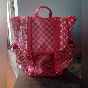 Sprayground Red/White Checkard, Moneysign, Sprayground Logo Bookbag Backpack NWT